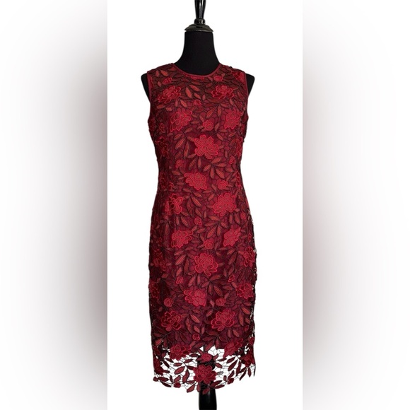 White House Black Market Dresses & Skirts - White House Black Market NWOT Red Lace Sheath Dress Size 8